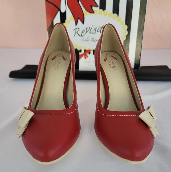 Lola Ramona Red Heels Retro Pumps Vintage - Picture 4 of 10